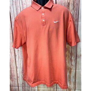 Nike Golf Polo Tiger Woods Collection Dry-Fit Orange Stripe Mens Polo Shirt XL